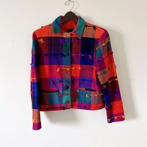 Vintage 90’s Colorbock Woven Colorful Blazer Sz M